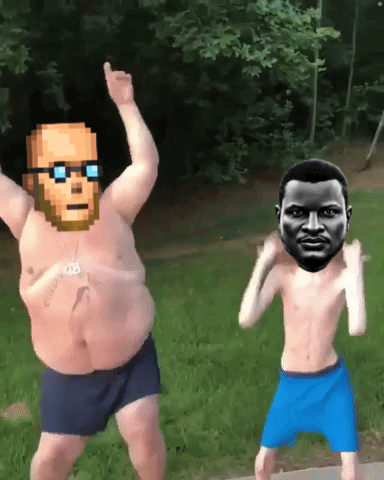 Pixelated Man and Boy Dancing, Sunglasses, K Necklace