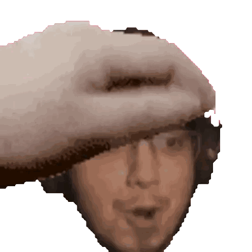 Pixelated Man Covering Eyes
