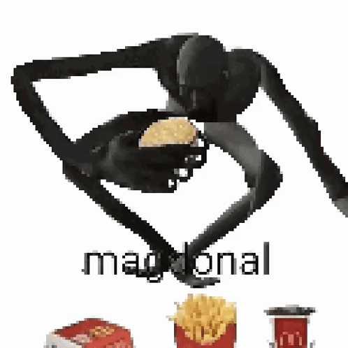 Pixelated Man Eating French Fries and McDonald's Box