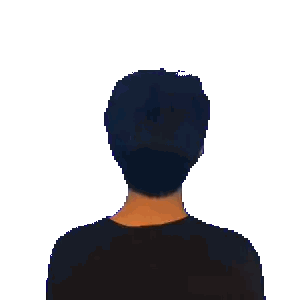 Pixelated Man Head with Purple Splashes