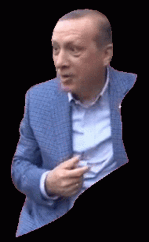 Pixelated Man in Blue Suit and Blue Shirt