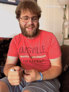 Pixelated Man in Louisville Cardinals T-Shirt