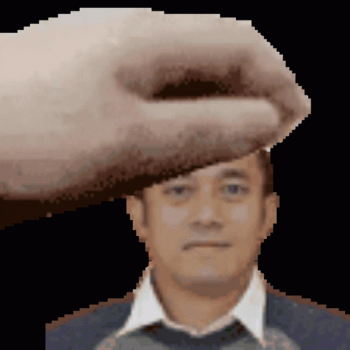 Pixelated Man's Face With Hand GIF