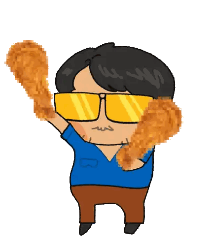 Pixelated Man Wearing Sunglasses Holding Fried Chicken