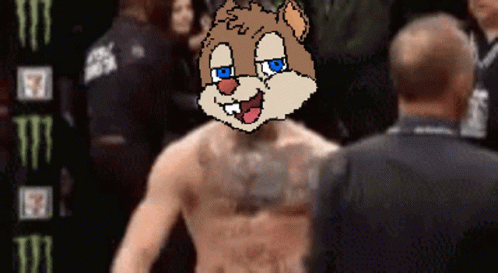 Pixelated Man With Chipmunk On Face GIF