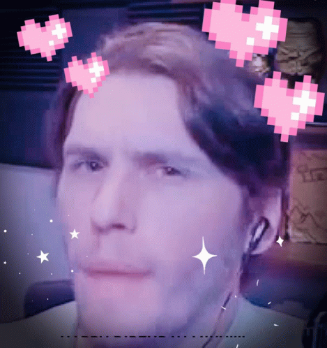 Pixelated Man With Hearts Around Head