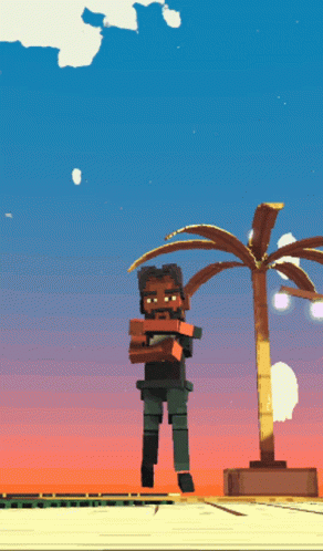 Pixelated Man With Skull Shirt GIF