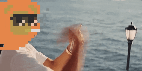 Pixelated Man With Sunglasses and Cigarette