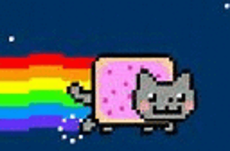 Pixelated Nyan Cat Flying With Rainbow GIF