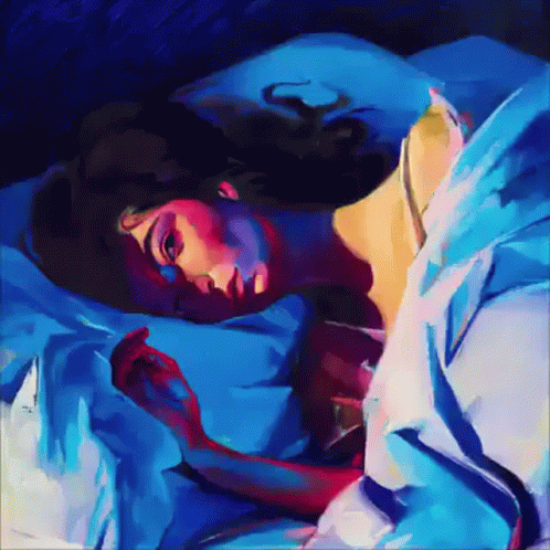 Pixelated Painting Of Woman Sleeping In Bed GIF