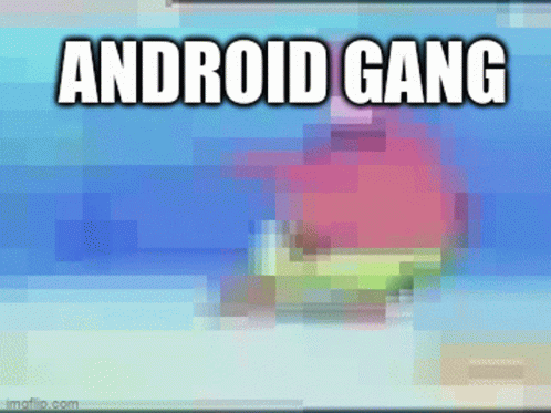 Pixelated Patrick Spongebob With Android Gang Text GIF