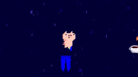 Pixelated Pig Flies Starry Night Animation GIF