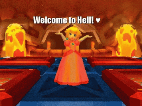 Pixelated Princess Peach Welcome to Hell