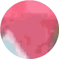 Pixelated Red Circle with Blue Border