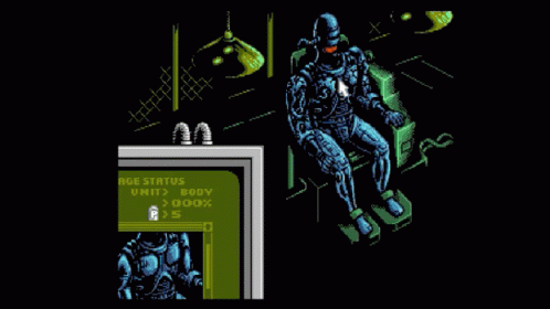 Pixelated Robocop Sitting GIF