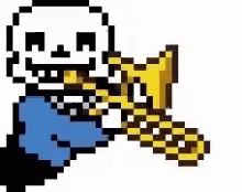 Pixelated Skull Sad Trombone GIF