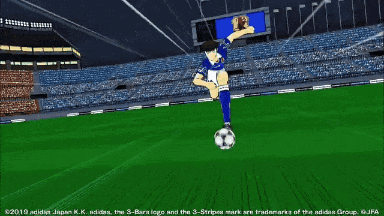 Pixelated Soccer Player Kicking Ball