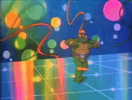 Pixelated Teenage Mutant Ninja Turtle Rainbow GIF