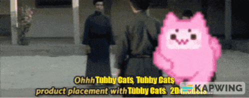 Pixelated Two Men Pink Cat Ohhh Tubby Cats GIF