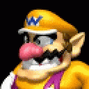 Pixelated Wario Pulling Mustache GIF