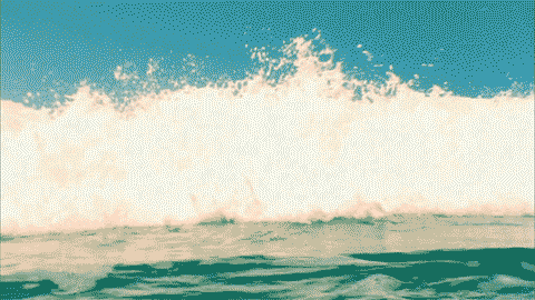 Pixelated Wave Crashing on Beach