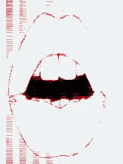 Pixelated Woman's Red Lips With Barcodes GIF