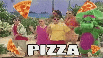 Pizza Dancing Barney Meme GIF
