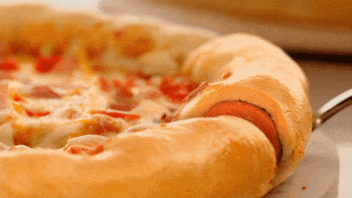 Pizza Hut Hot Dog Stuffed Crust Pizza Gif GIF