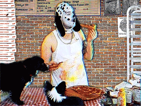 Feeding Dog Pizza Party GIF