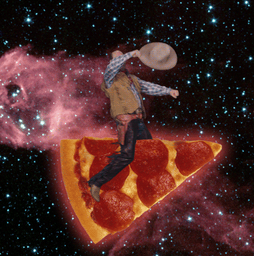 Pizza Riding Cowboy GIF
