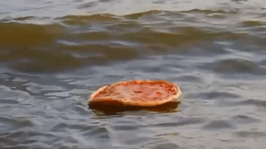 Pizza Waves Floating By The Sea GIF