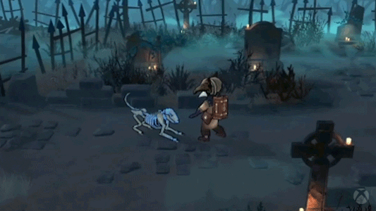 Plague Doctor Skeleton Dog Roll Over GIF