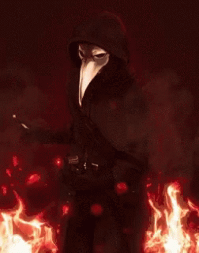 Plague Doctor Villain On Fire GIF