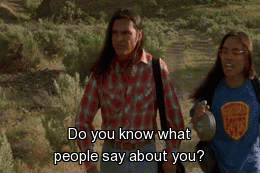 Plaid Man Asks What People Say About You GIF