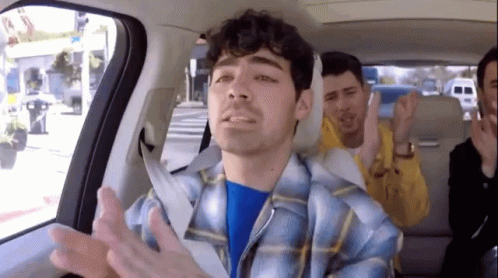 Plaid Shirt Man in Car Back Seat with Others