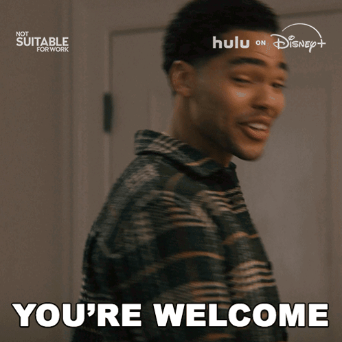 Plaid Shirt Man Says You're Welcome Disney Logo GIF