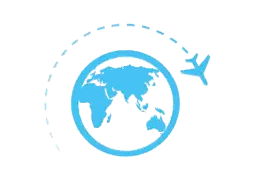 Plane Flying Around Globe with Dotted Path