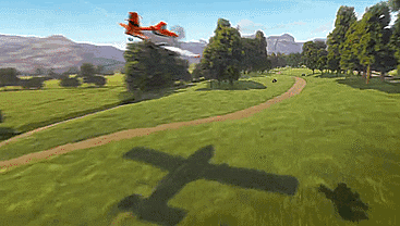 Plane Flying Over Grass Field