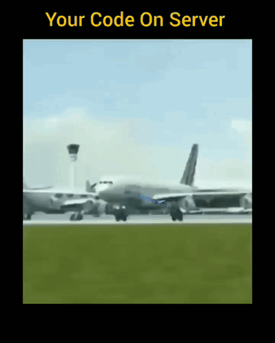 Plane On Runway With Your Code On Server GIF