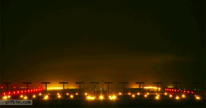 Plane Touch Down Night GIF