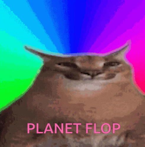 Planet Floppa Rainbow Background GIF