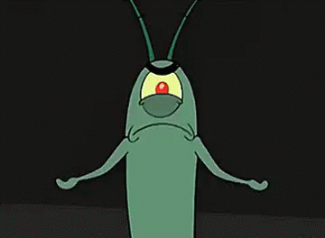 Plankton Cartoon Character with Big Mouth and Red Eye