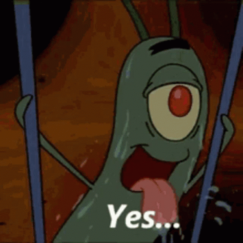 Plankton From Spongebob Squarepants Is Sticking His Tongue Out While Holding A Swing . GIF