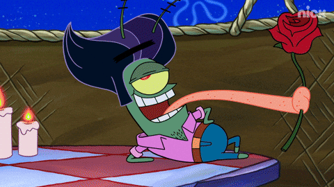 Plankton Giving A Rose To Karen GIF