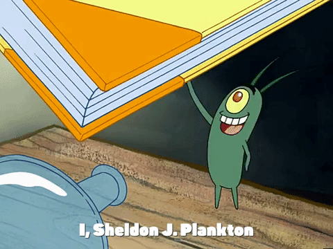 Plankton Holding Book Ahem GIF