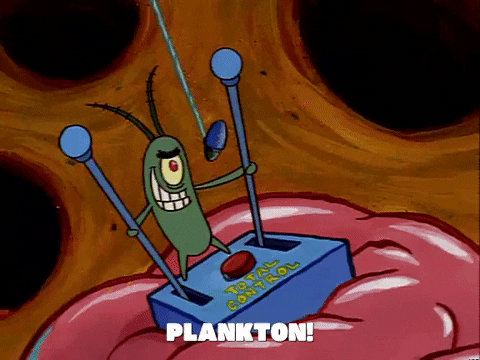 Plankton Inside Of Spongebob Brain GIF