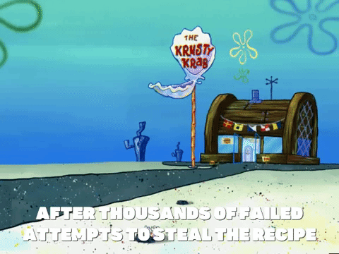 Plankton Leaving Krusty Krab With Krabby Patty GIF