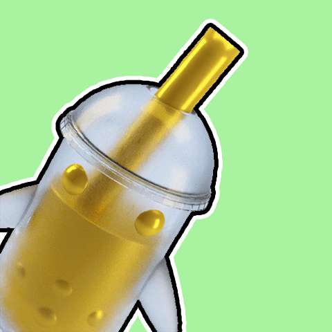 Plastic Cup With Yellow Straw And Bubbles GIF