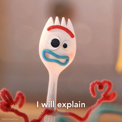 Plastic Fork with Googly Eyes Saying I Will Explain