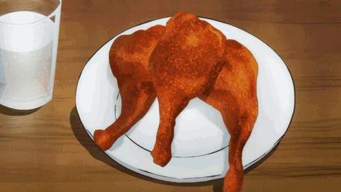 Plate of Chicken Legs With Glass of Water
